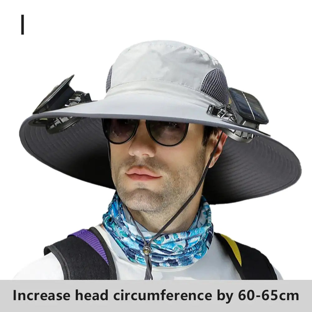 Big Head Wai Fat Wai Size Sunshade Hat Men's Outdoor Fishing Hat Summer Solar Fan Rechargeable Lithium Battery