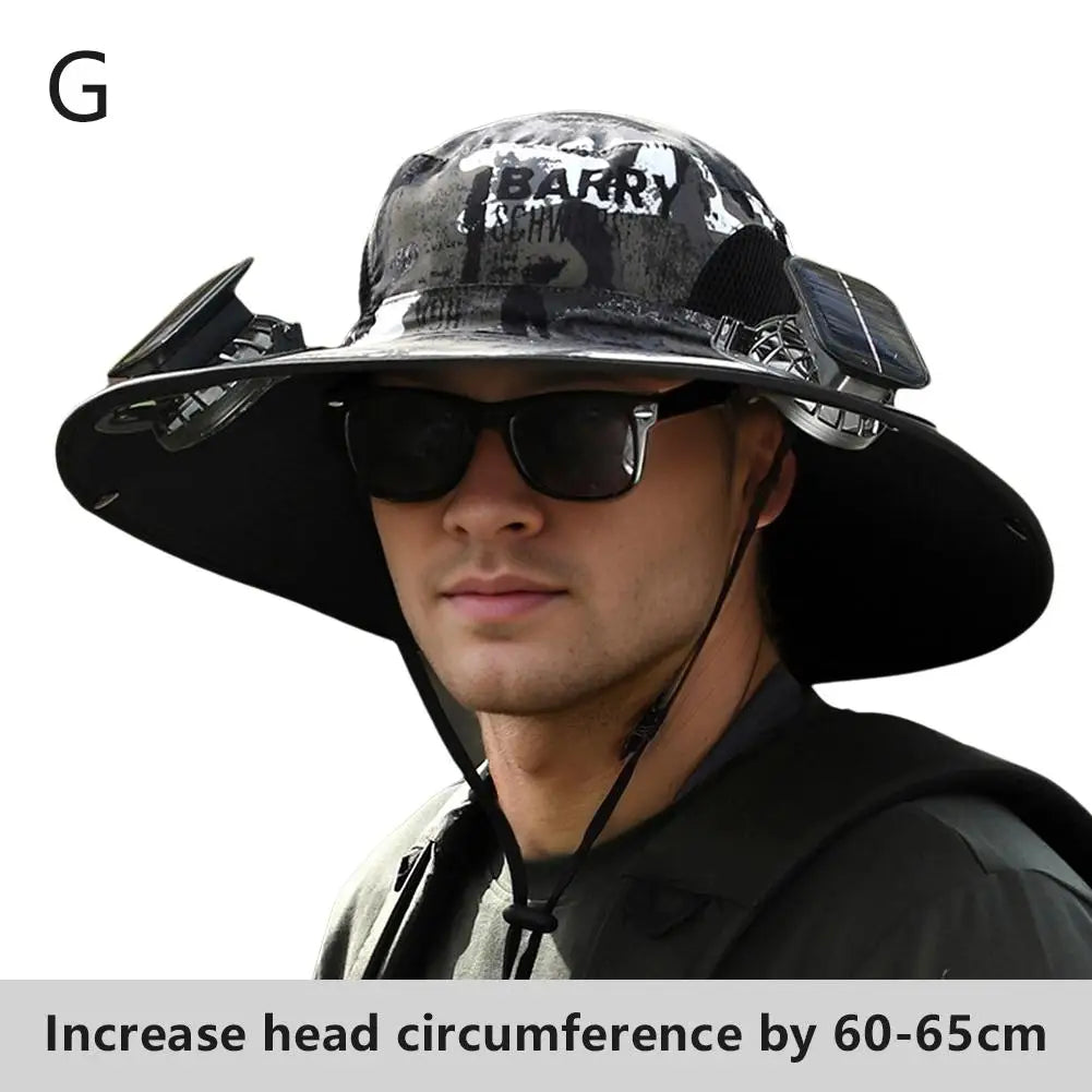 Big Head Wai Fat Wai Size Sunshade Hat Men's Outdoor Fishing Hat Summer Solar Fan Rechargeable Lithium Battery