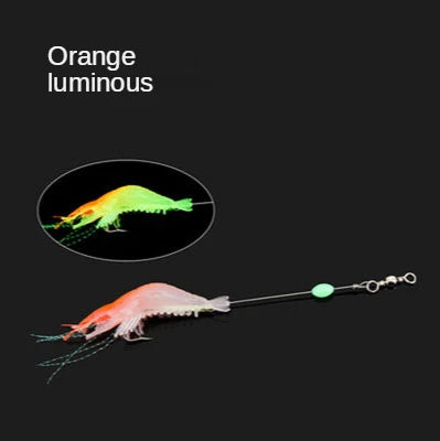 9cm 7g Luminous Fake Shrimp Soft Silicone Artificial Bait with Bead Swivels hook for fishing Sabiki Rig Fishing Tackle Sea