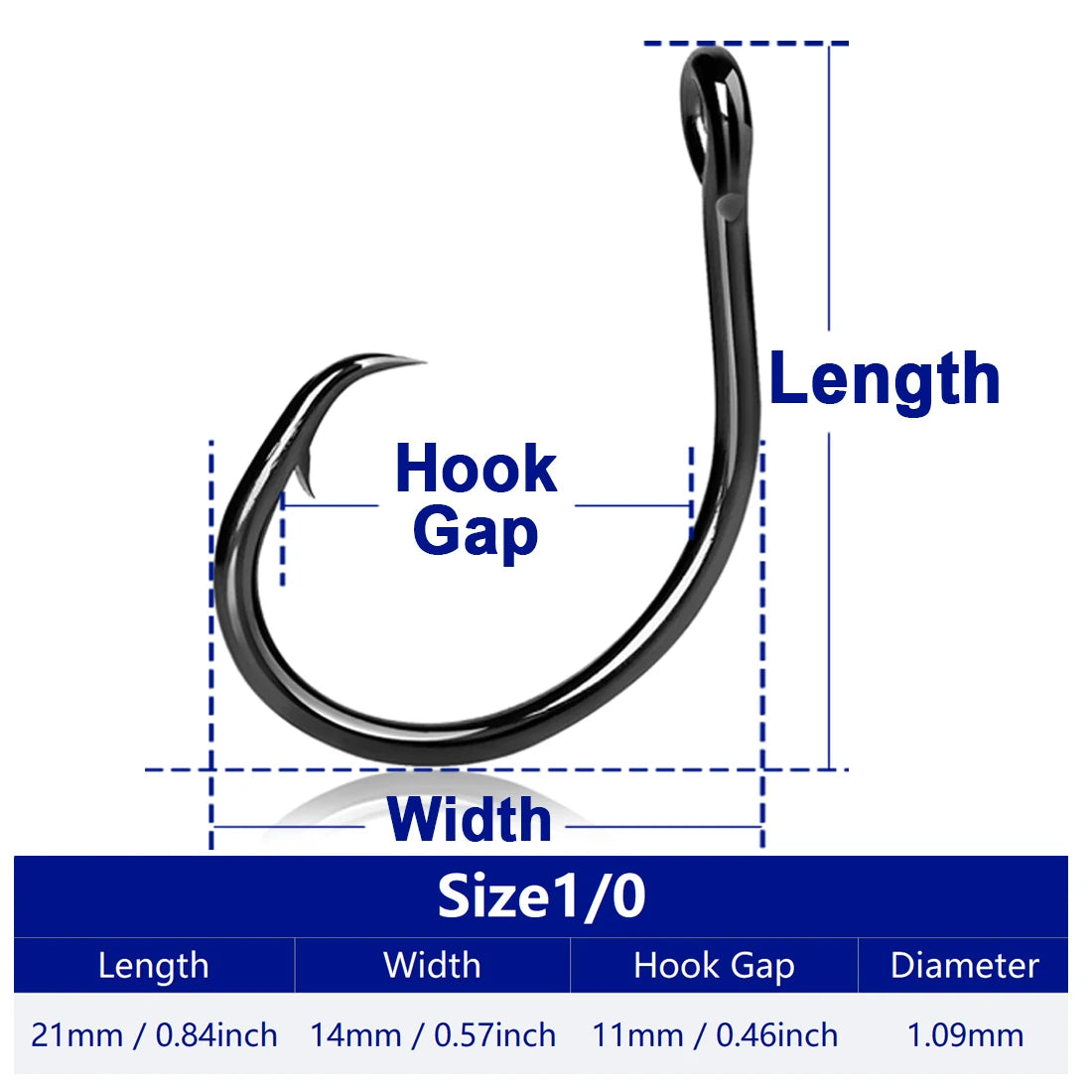 FishTrip Inline Circle Hooks 1X Strong Light Wire Freshwater Hook Live Bait for Tarpon, for Marlin & Deep-dropping for Swordfish