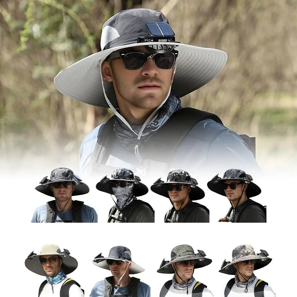 Big Head Wai Fat Wai Size Sunshade Hat Men's Outdoor Fishing Hat Summer Solar Fan Rechargeable Lithium Battery