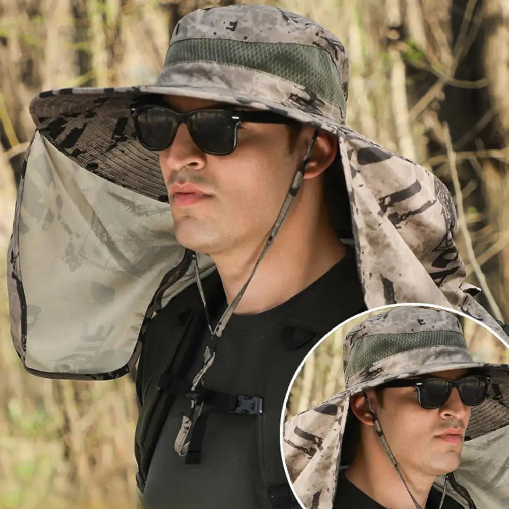 Solar Fan Hat With Neck Flap USB Rechargeable UV Dual Cooling Fan Fishing Hat Foldable Men Women Hiking Sun Hat