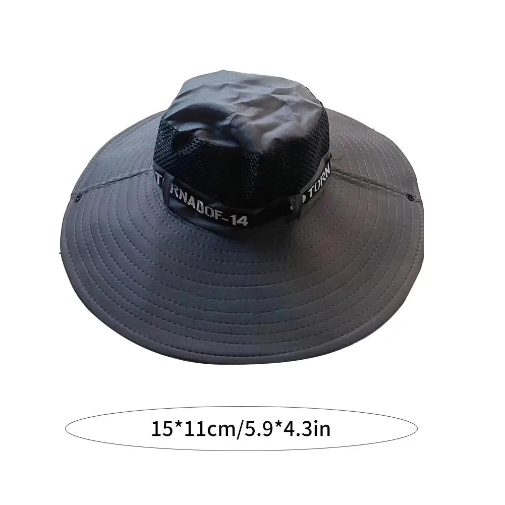 New Summer 15CM Large Brim Sun Hat Men Breathable Fishing Caps Sun UV Protection Mesh Fisherman Hat Hiking Outdoor Beach Cap