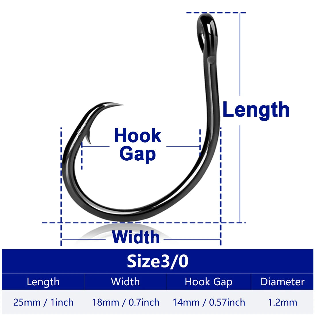 FishTrip Inline Circle Hooks 1X Strong Light Wire Freshwater Hook Live Bait for Tarpon, for Marlin & Deep-dropping for Swordfish