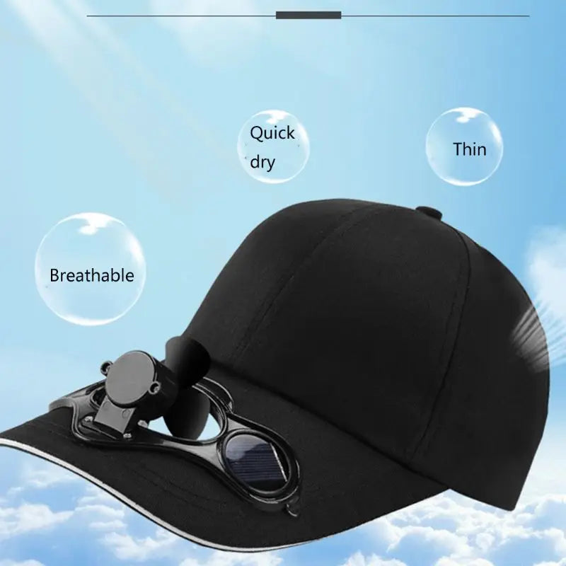 Summer Solar Panel Powered Cooling Fan Baseball Cap Outdoor Peaked Sun Visor Hat