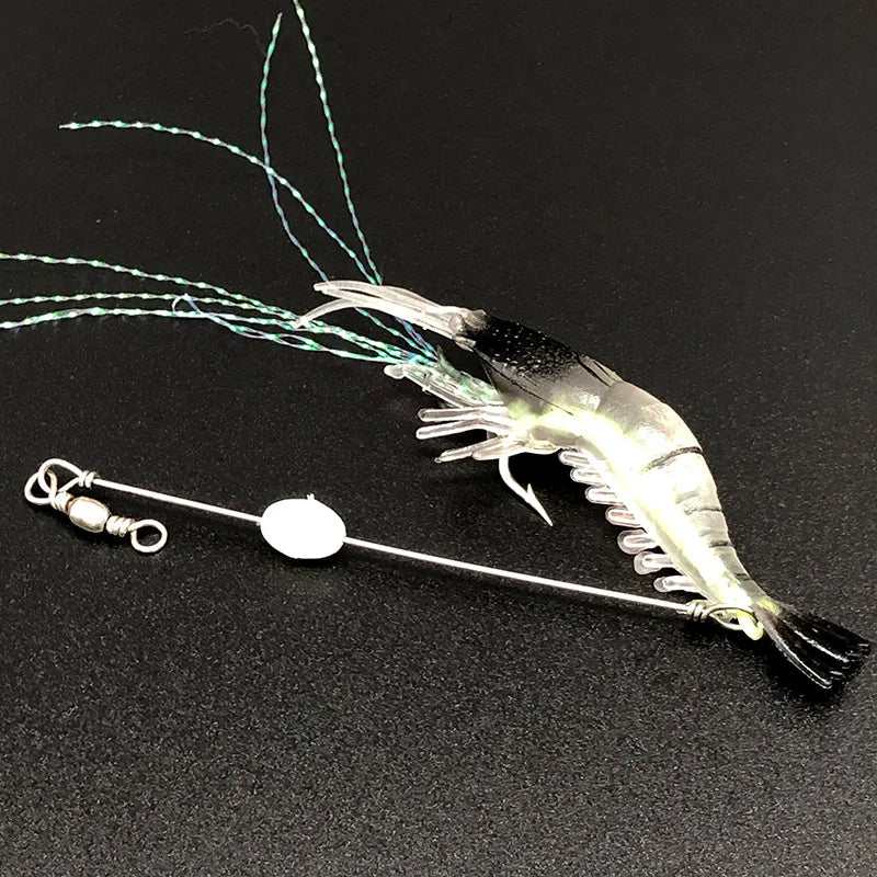 9cm 7g Luminous Fake Shrimp Soft Silicone Artificial Bait with Bead Swivels hook for fishing Sabiki Rig Fishing Tackle Sea