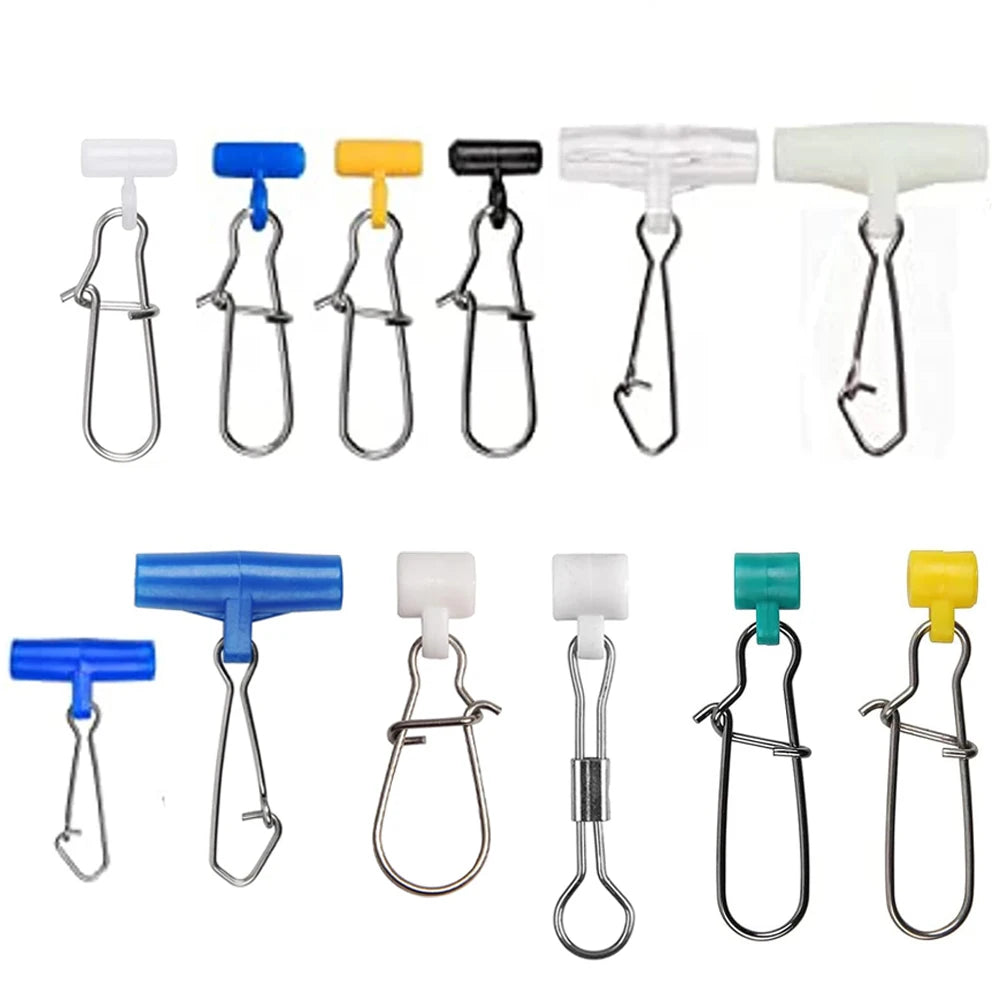 100Pcs fishing slider swivel sinker snap weighted swivel Sliding fishing swivels slides Fishing Line Connector Fishing Tackle