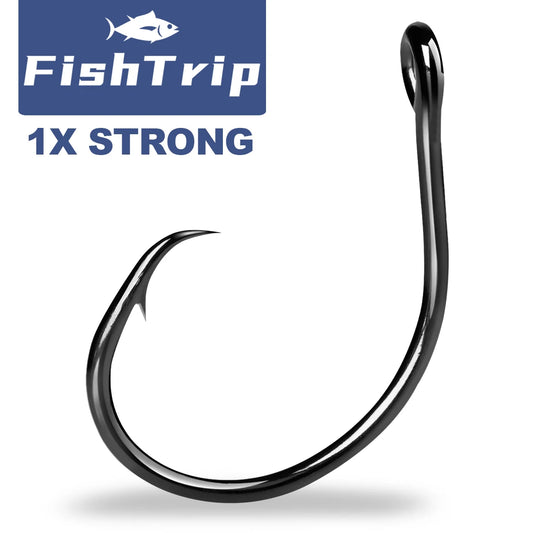 FishTrip Inline Circle Hooks 1X Strong Light Wire Freshwater Hook Live Bait for Tarpon, for Marlin & Deep-dropping for Swordfish