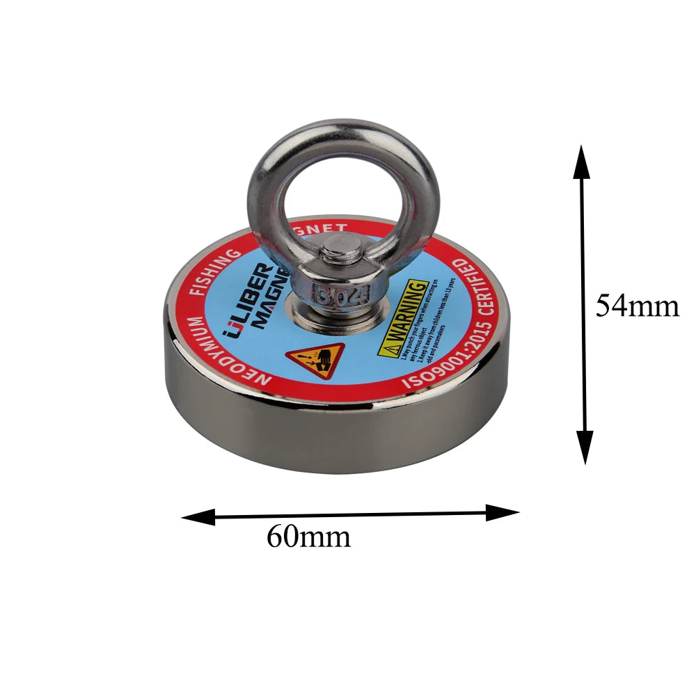 150KG One Side Strong Neodymium Magnet Search Magnets D60mm Salvage Fishing Set 10M Rope Lake River Funny Outdoor Sports