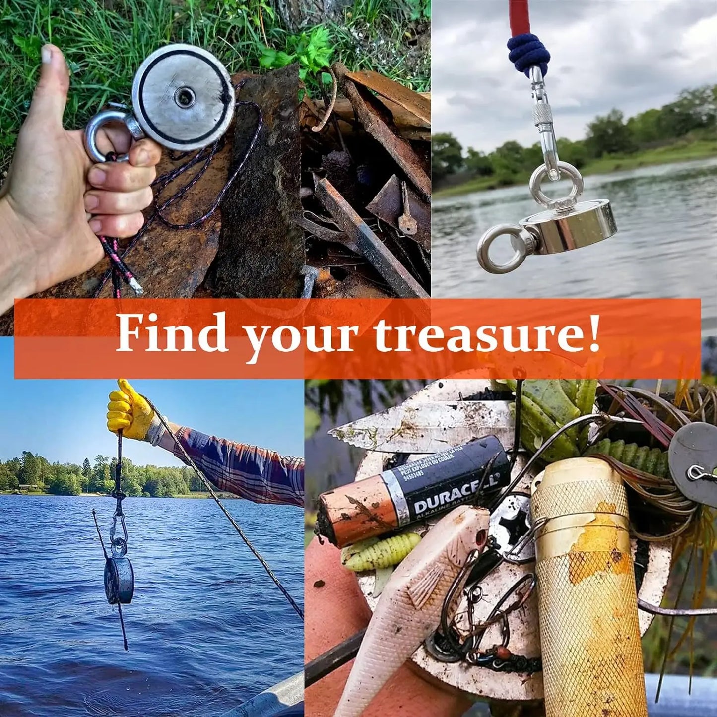 250KG Two Side Magnet Fishing Kit Super Strong Neodymium Magnets Rope Gloves Bag Magnetic Recovery Salvage