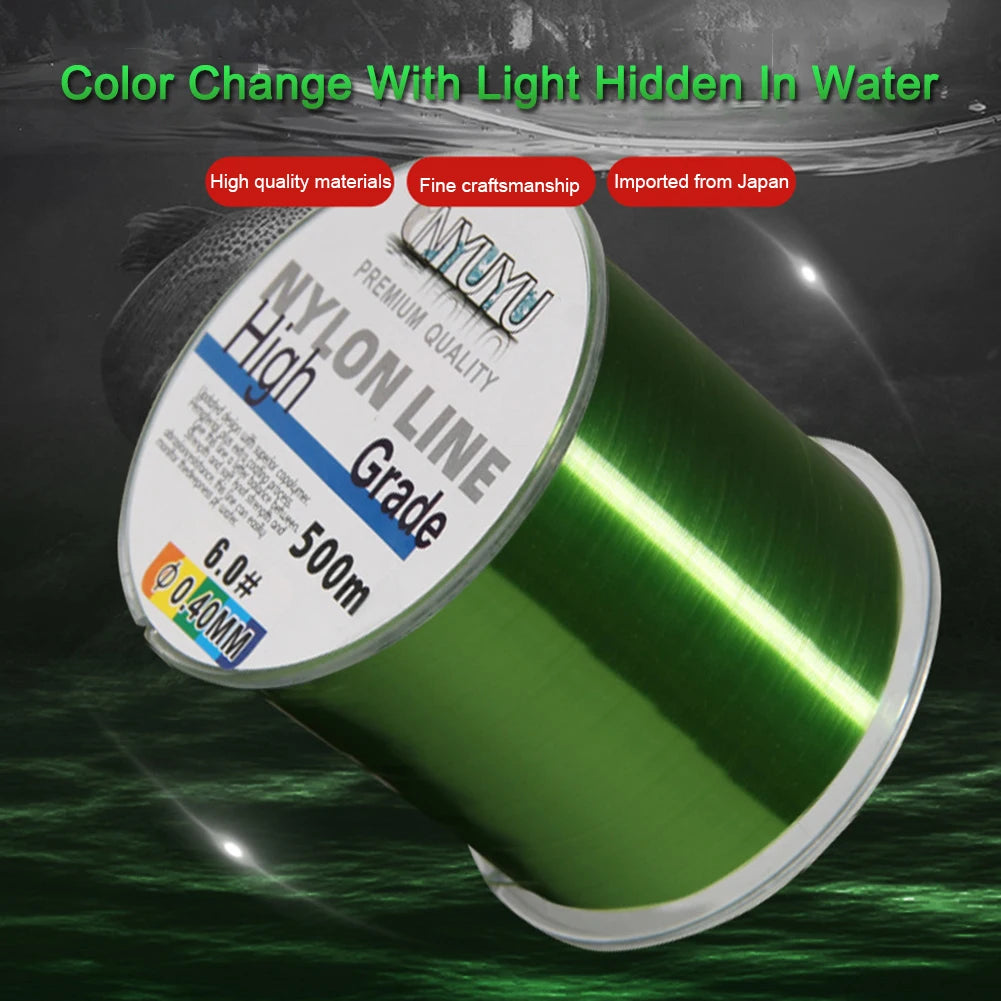 500M Nylon Fishing Line Monofilament Material From Japan Multiple Colour Lake River Carp Line Saltwater Fishing Accessories