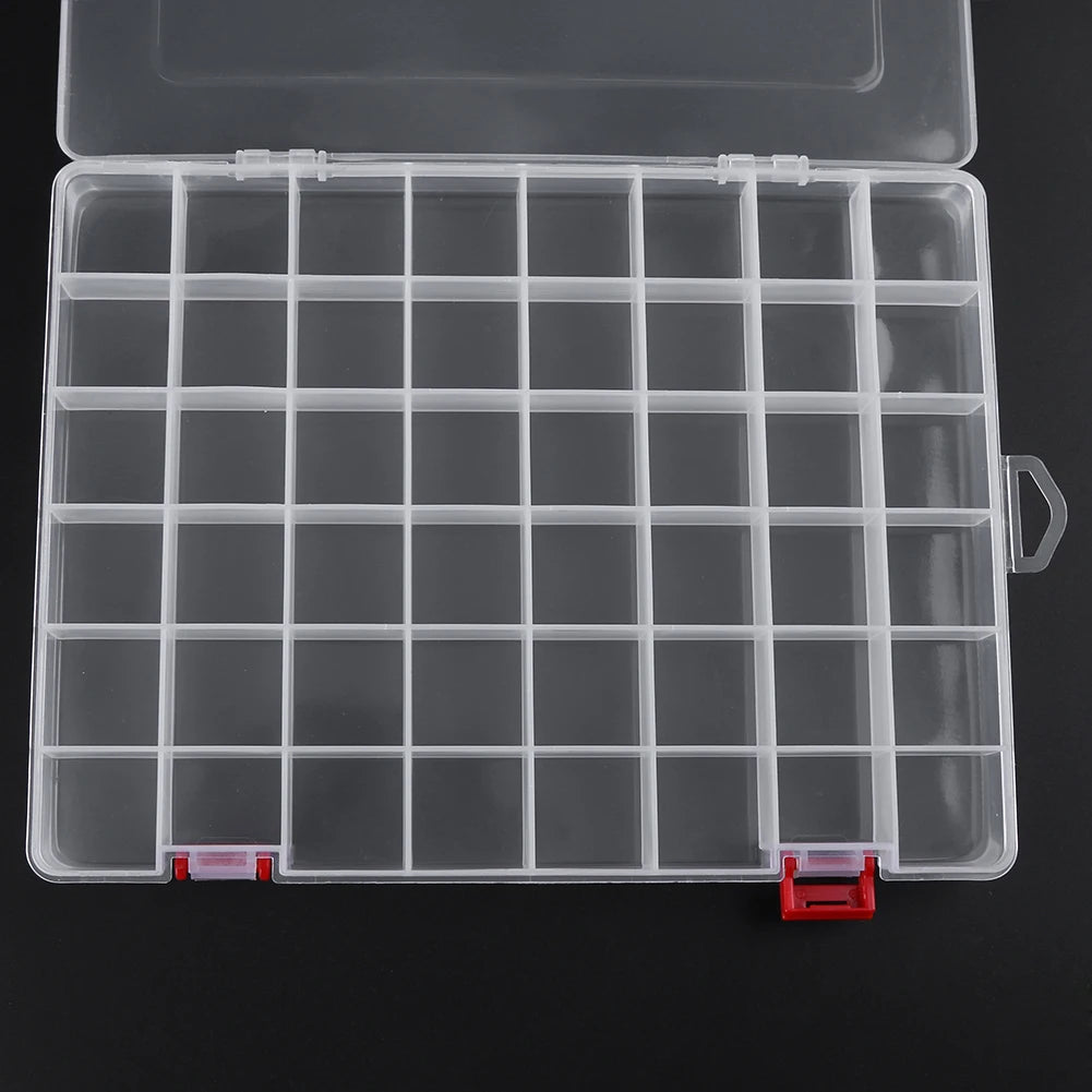 10/15/24/48 Grids Compartment Fishing Tackle Box Transparent Plastic Storage Box Fishing Lure Bait Hook Organizer Case Container