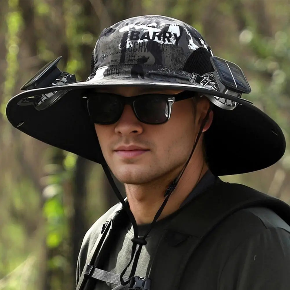 Big Head Wai Fat Wai Size Sunshade Hat Men's Outdoor Fishing Hat Summer Solar Fan Rechargeable Lithium Battery