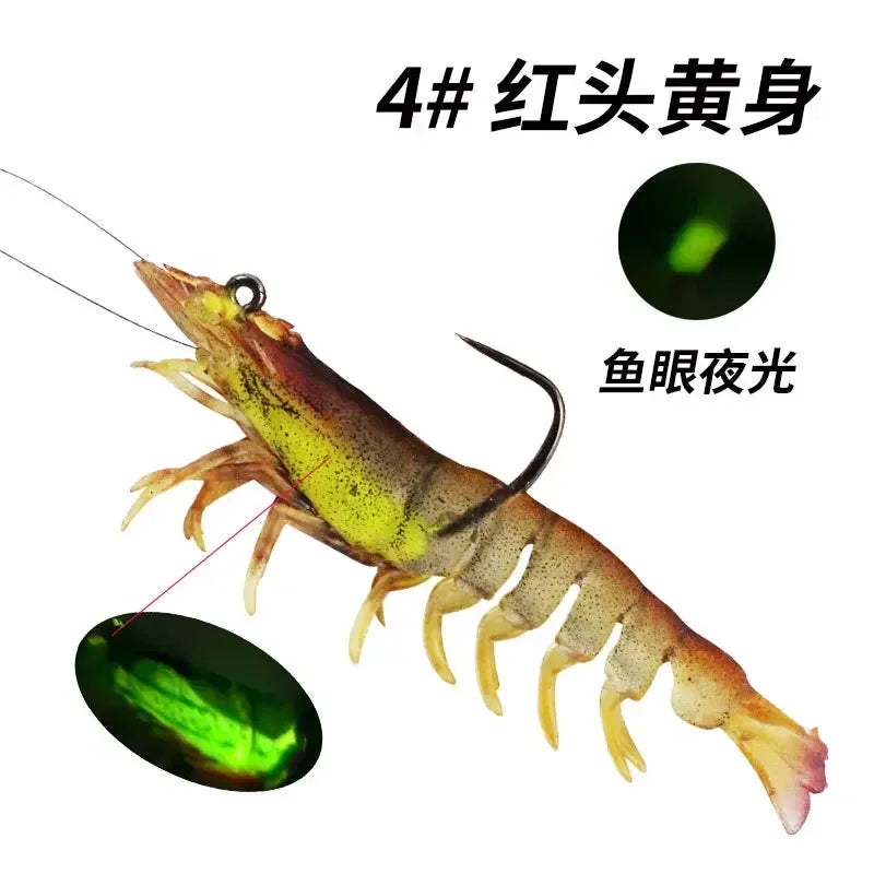 90mm Luminous Shrimp Silicone Artificial Bait Simulation Soft Prawn With Hooks Carp Wobbler For Fishing Tackle Lures Accessories