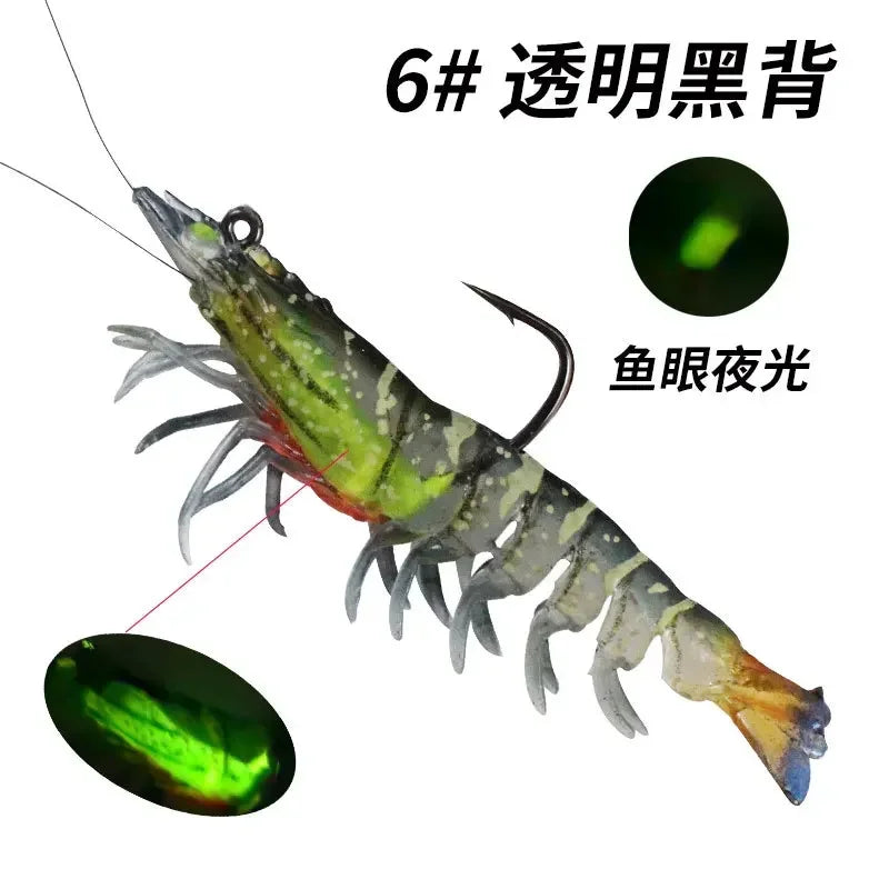 90mm Luminous Shrimp Silicone Artificial Bait Simulation Soft Prawn With Hooks Carp Wobbler For Fishing Tackle Lures Accessories