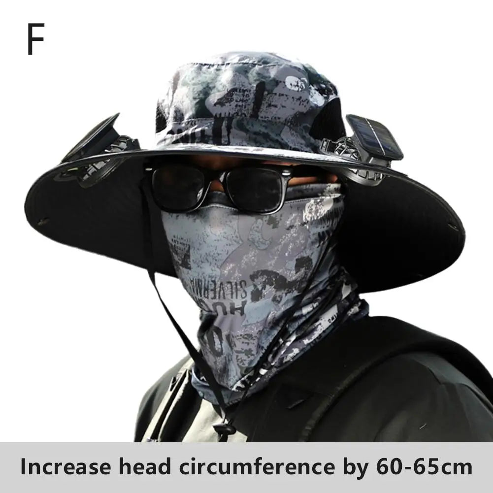 Big Head Wai Fat Wai Size Sunshade Hat Men's Outdoor Fishing Hat Summer Solar Fan Rechargeable Lithium Battery