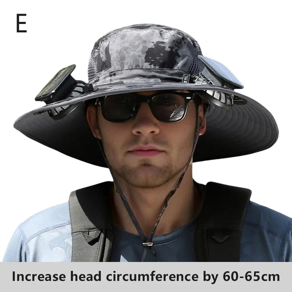 Big Head Wai Fat Wai Size Sunshade Hat Men's Outdoor Fishing Hat Summer Solar Fan Rechargeable Lithium Battery