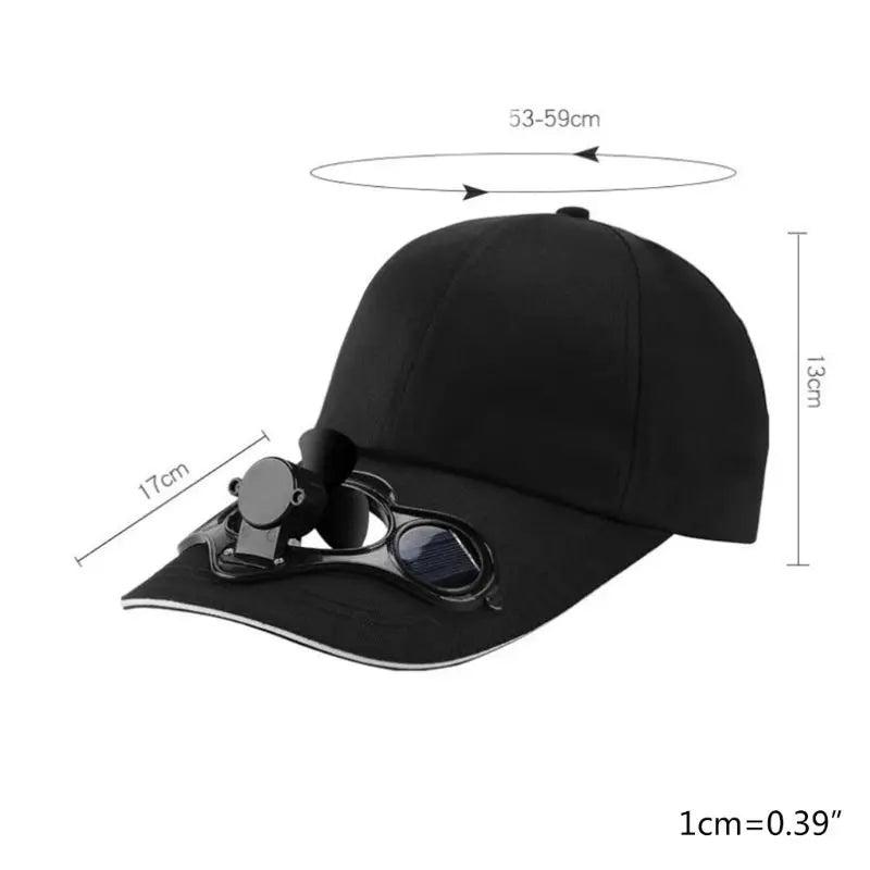 Summer Solar Panel Powered Cooling Fan Baseball Cap Outdoor Peaked Sun Visor Hat