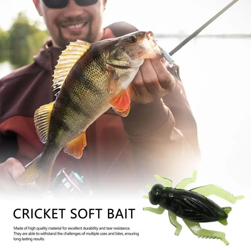 Artificial Fishing Bait 10pcs Fish Lures Fishing Bait Realistic Cricket Simulation Tear Resistance Float Bottom Drag Fishing