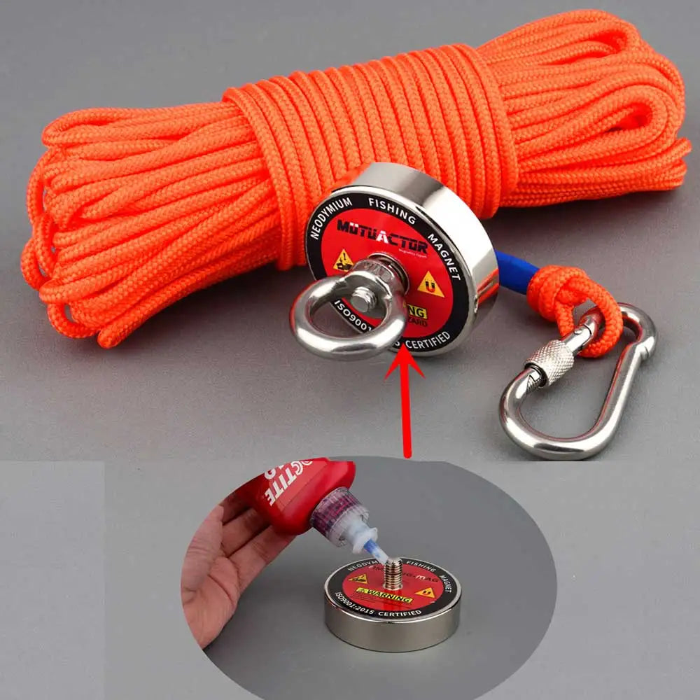 120KG/220KG /300KG/450KG Salvage Magnet Large Neodymium N52 Magnets Magnet Strong Fishing Magnet with Rope Gloves Bag