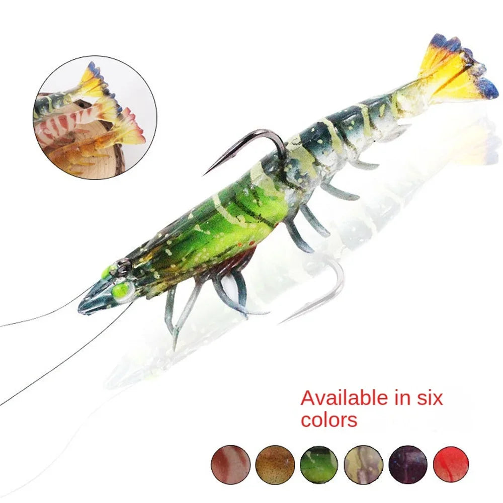 90mm Luminous Shrimp Silicone Artificial Bait Simulation Soft Prawn With Hooks Carp Wobbler For Fishing Tackle Lures Accessories