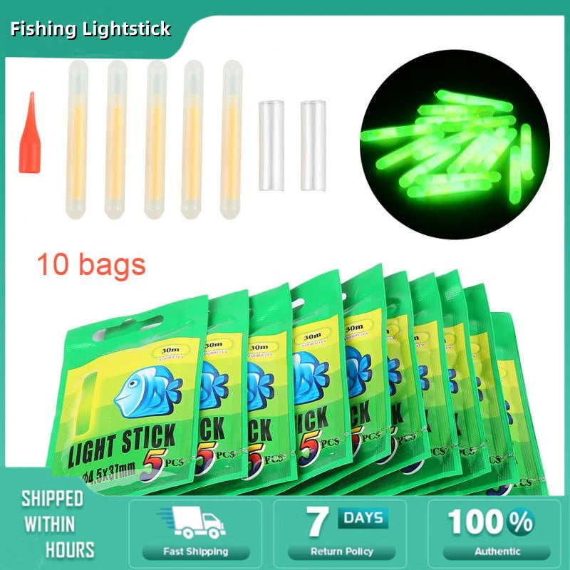 50pcs Fishing Float Light Stick Fireflies Fluorescent Lightstick Night Float Rod Light Dark Glow Stick Fishing Tackle Supplies