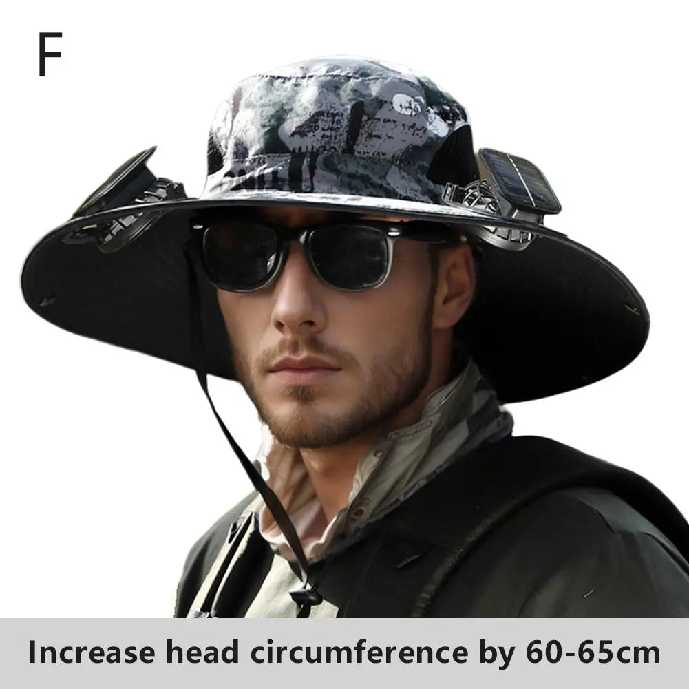 Big Head Wai Fat Wai Size Sunshade Hat Men's Outdoor Fishing Hat Summer Solar Fan Rechargeable Lithium Battery